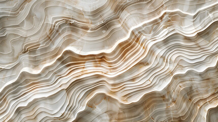Fototapeta premium organic natural beige brown color waving lines texture marble background. Generative AI.