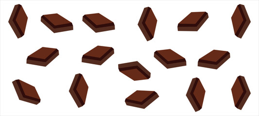chocolate Dairy Milk piece sweet food dessert falling. Vector Isolated.