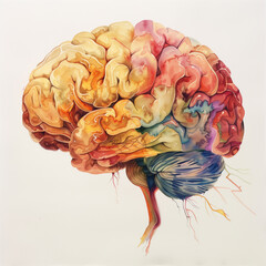 水彩で描いた脳