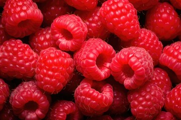 background of red fresh raspberries close-up. macro photo