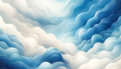 抽象的な青色と白色の波模様. AI generated.