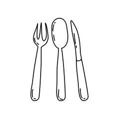 Spoon, Fork and Knife Icon Doodle Illustration