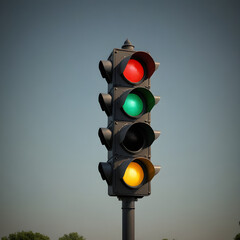 traffic light on a green background