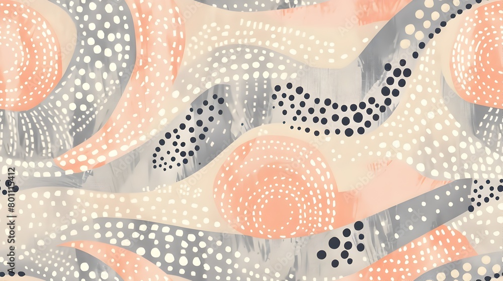 Poster harmonious abstract fluid shapes and pastel color geometric patterns digital art composition