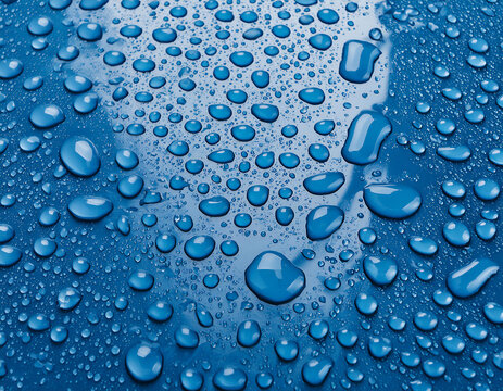 water drops on blue background abstract close up rain backdrop wallpaper