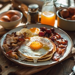 fried eggs with bacon