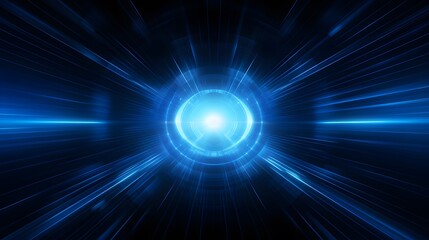 Radial blue light through the tunnel glowing in the darkness for print designs templates,...