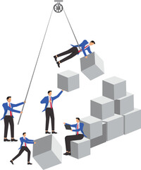 Teamwork, Group Of People, Making Money, Futuristic, Moving Up, Stock Market and Exchange