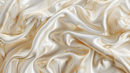 The texture of the satin fabric of beige color marble background. Generative AI.
