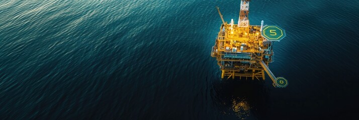 North Sea Oil Platform, Aerial Perspective