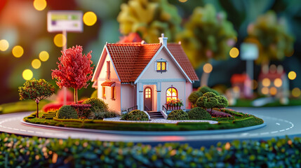 Cityscape with Miniature House