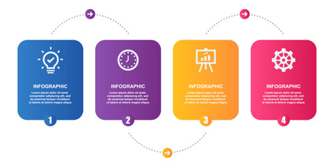 Four steps workflow process roadmap timeline infographic design template vector design