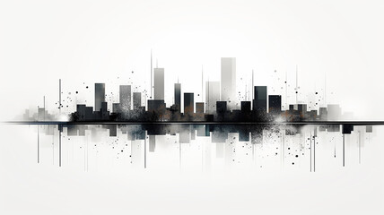 Abstract black city in graphic grunge style on a white background