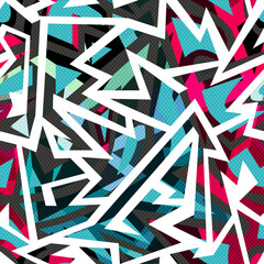 Blue camouflage geometric. Seamless pattern