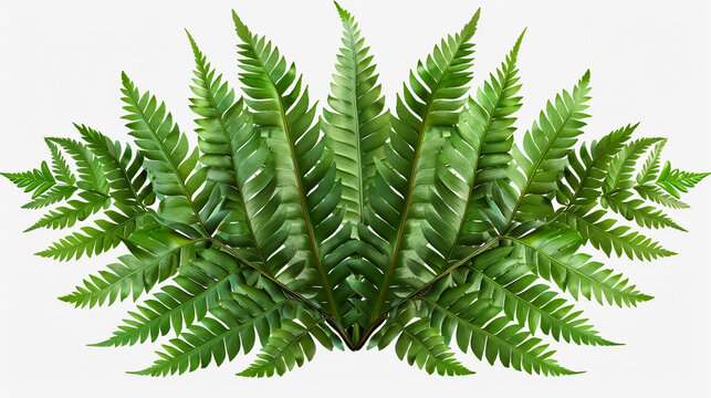 Bunch of fern leaves isolated on white background