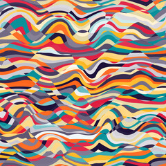 Colourful mosaic waves. Seamless pattern