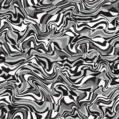 Monochrome optical illusion pattern resembling marble seamless pattern