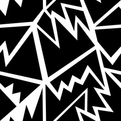 Black background with white lines and arrows. Seamless pattern