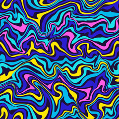 Blue psychedelic waves seamless pattern