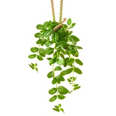 Hanging vine plant succulent leaves of Dischidia indoor houseplant isolated on white background
