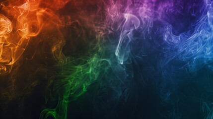 Artistic colorful smoke patterns on a dark background, ideal for creative designs.