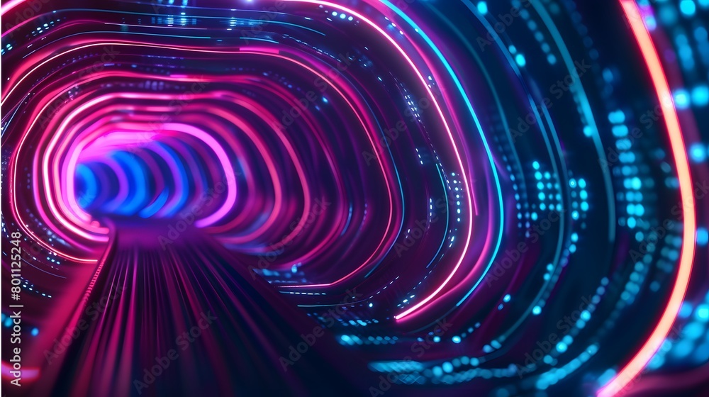 Wall mural tunnel data for concept design. information technology. global network connection. network cyber tec