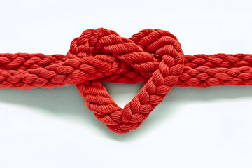Red colored rope with a heart shaped knot