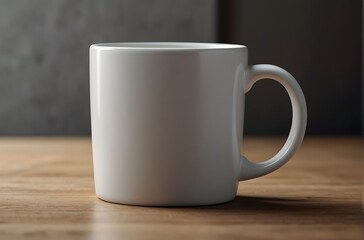 Fototapeta premium mockup white mug, on wooden table and gray stone background