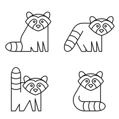 Set of Raccoon logo. Icon design. Template elements