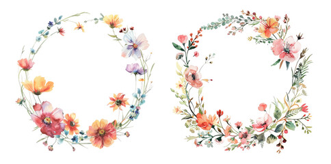 Floral wreath with colorful spring flowers