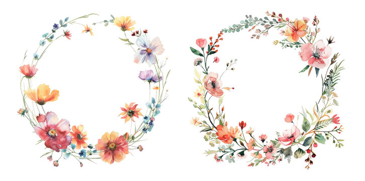 Floral wreath with colorful spring flowers