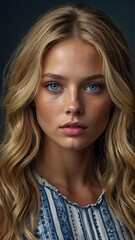 Naklejka premium portrait of a woman Radiant Charm Hyperrealistic Portrait of a Captivating 21-Year-Old