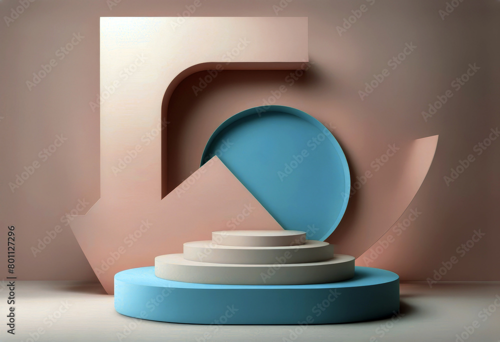 Aufkleber 'product rendering step background blank splay showcase pedestal modern podium platform showing thre