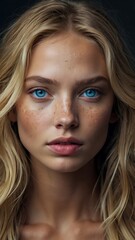 Naklejka premium portrait of a woman Radiant Charm Hyperrealistic Portrait of a Captivating 21-Year-Old