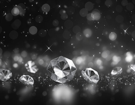 abstract shiny diamonds on black background bokeh effect sparkly backdrop wallpaper