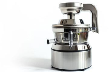 A professional-grade juicer with a heavy-duty motor and a durable stainless steel juicing screw isolated on a solid white background.