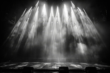 Expectation fills the atmosphere as spotlights illuminate the vacant concert stage, moments away...