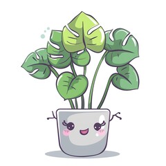 Cute kawaii vector plant pot