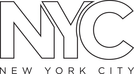 NYC, New York City, USA typography slogan design. America logo with graphic city lettering for print and web.
