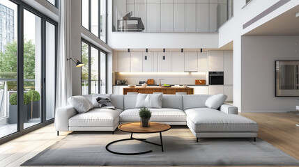 modern living room. Immersive Experience: Modern Living Room Panorama - Stunning 3D Rendering