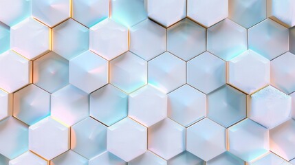 3D hexagonal tiles with light flare reflections