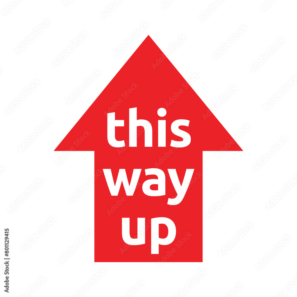 Wall mural this way up label vector icon for packaging.