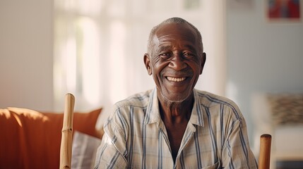 portrait of a dark-skinned smiling pensioner over 60 years old looking at the camera looking at the camera - obrazy, fototapety, plakaty