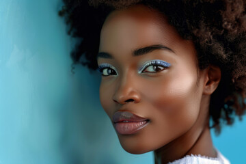 Naklejka premium Beautiful african american young woman with afro hairstyle.