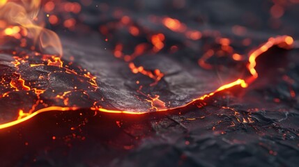 Glowing lava flow texture with fiery cracks