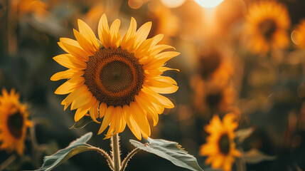Fototapeta premium close up of sunflower in field