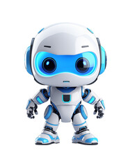 A cheerful 3D robot character with a smiling gesture isolated on a transparent background. Generative AI