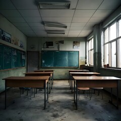 abandoned classroom - obrazy, fototapety, plakaty