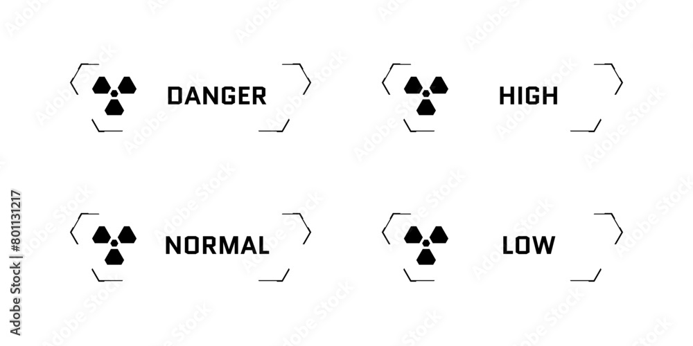 Fototapete hud digital futuristic user interface radiation frame set. sci fi high tech radioactive level screen