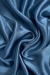 Fototapeta premium Tranquil blue silk waves gentle flowing textile, serene abstract backdrop with space for text